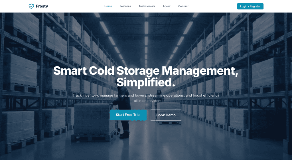 Screenshot of Frosty — Cold Storage ERP — ERP & Logistics built by Akshar KaPatel